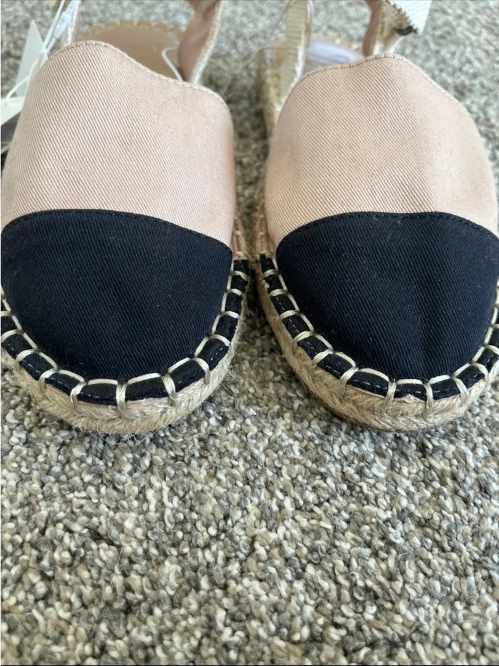 NWT Zara Girls Two-Tone Canvas Espadrilles Shoes Flats | Size 34 (US 2.5)